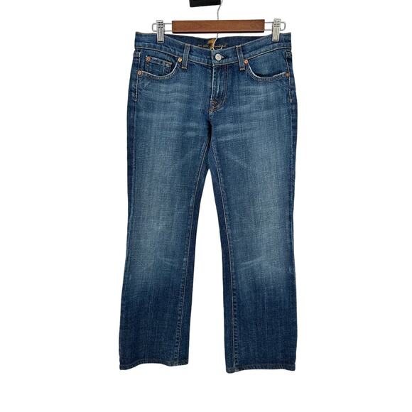 7 For All Mankind Bootcut Jean Blue Medium Wash Rhinestone Western Casual Sz 28 - Picture 1 of 14